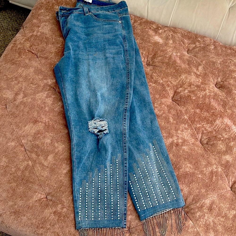 Studded Fringe Jeans